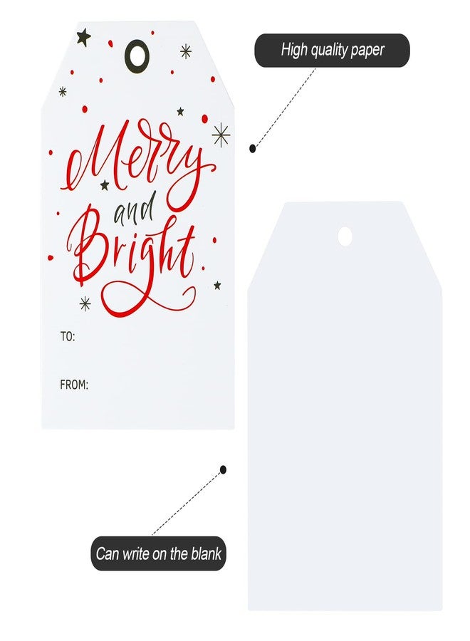 KINGLAKE Christmas Gift Tags with String,Merry and Bright Christmas Paper Tags for Gift Wrapping,Holiday Present Wrap for Holiday and Celebrations - Image 4